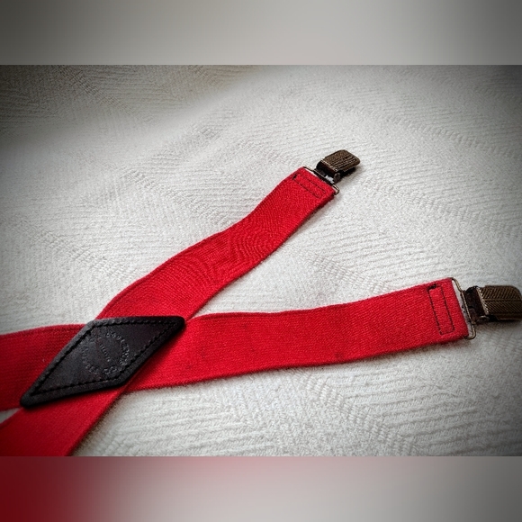 Filson Early 90's/Late 80's Vintage Red Logger Suspenders, Clip-on X-Back - Picture 7 of 12